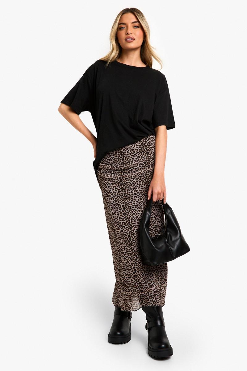 ШИФОВА СПІДНИЦЯ МІДАКСІ З ЛЕОПАРДОВИМ ПРИНТОМ