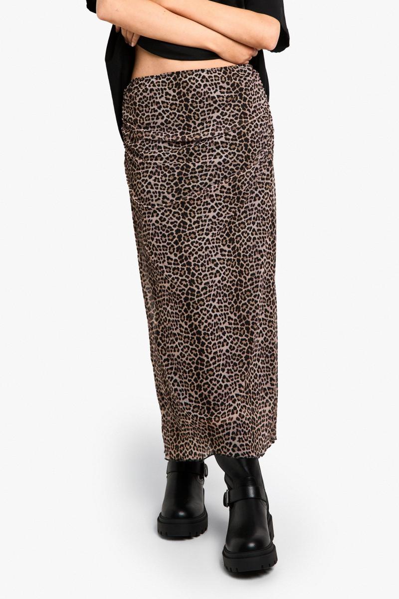 ШИФОВА СПІДНИЦЯ МІДАКСІ З ЛЕОПАРДОВИМ ПРИНТОМ