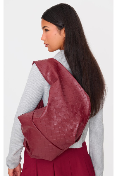 Велика сумка-сумка бордового плетеного розміру