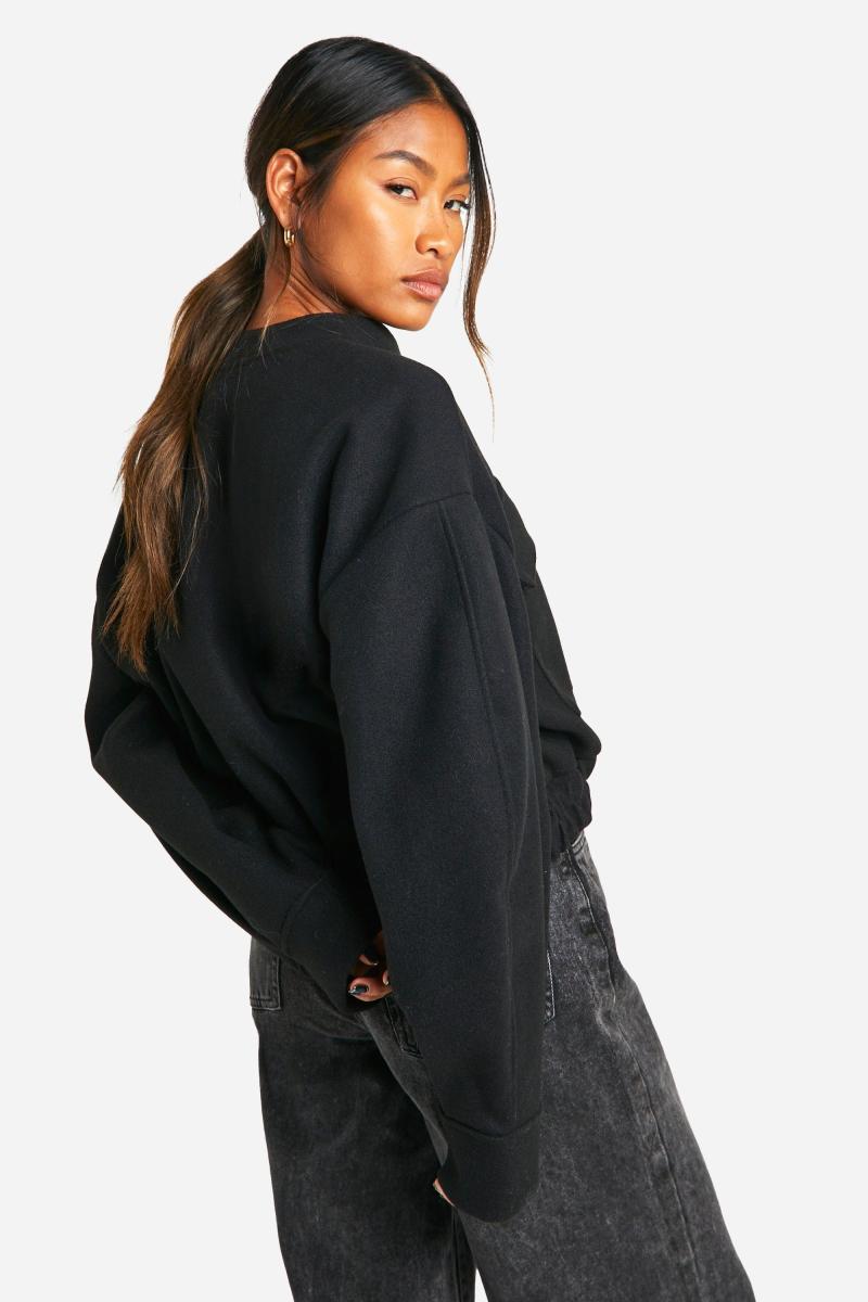 Куртка-бомбер на подвійній блискавці з вовняним виглядом