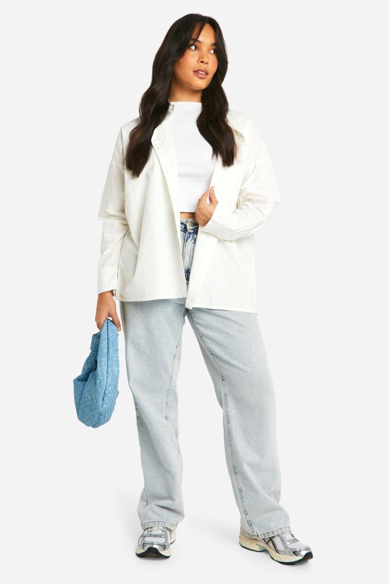 Оверсайз-сорочка білого кольору з попліном