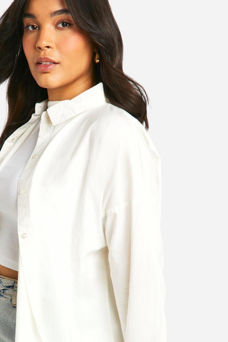 Оверсайз-сорочка білого кольору з попліном