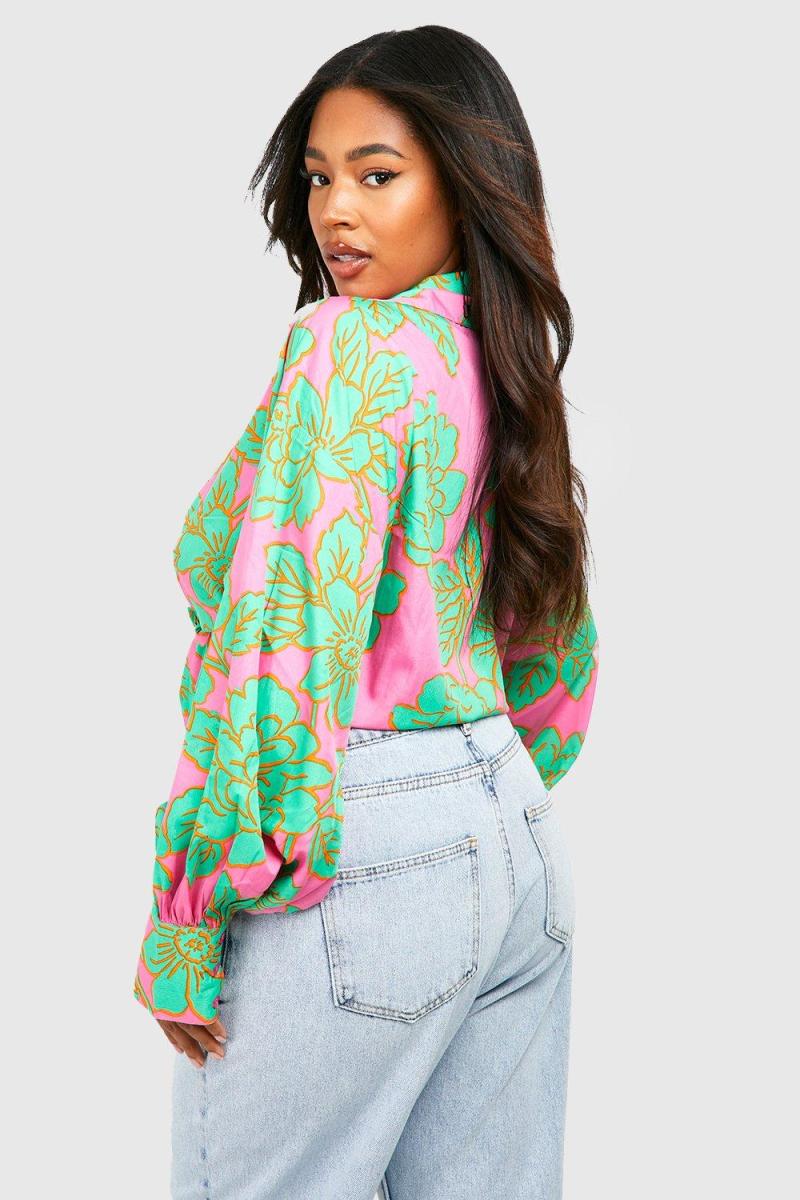 Плюс сорочка з квітковою краваткою