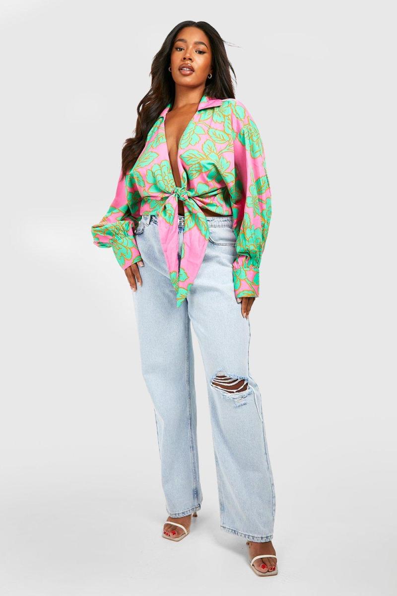 Плюс сорочка з квітковою краваткою