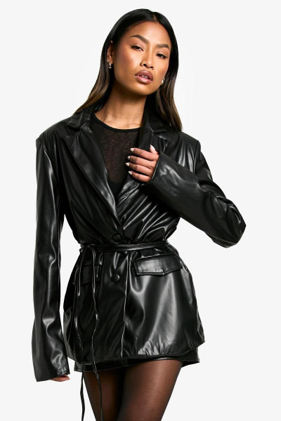 Піджак із поясом із зав’язкою Pu