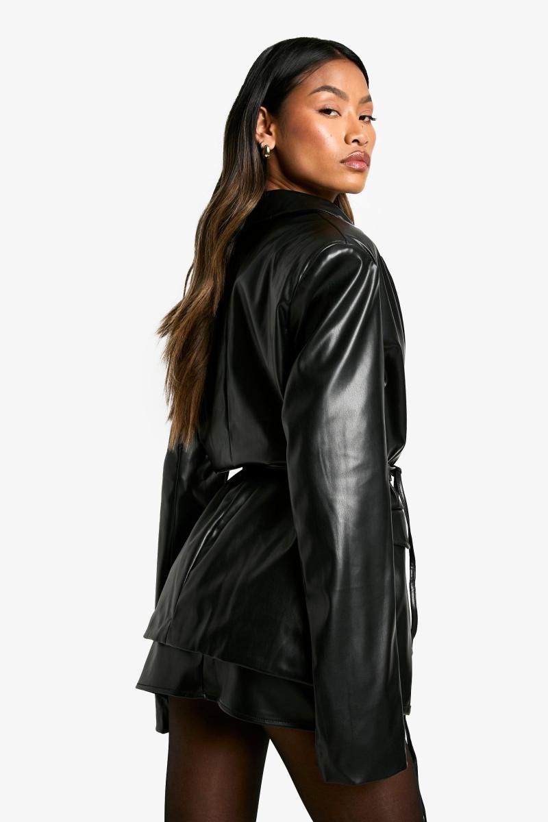 Піджак із поясом із зав’язкою Pu