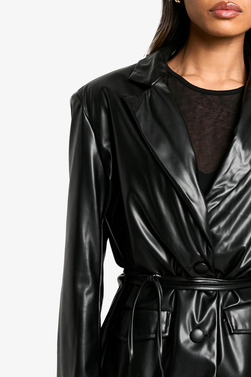 Піджак із поясом із зав’язкою Pu