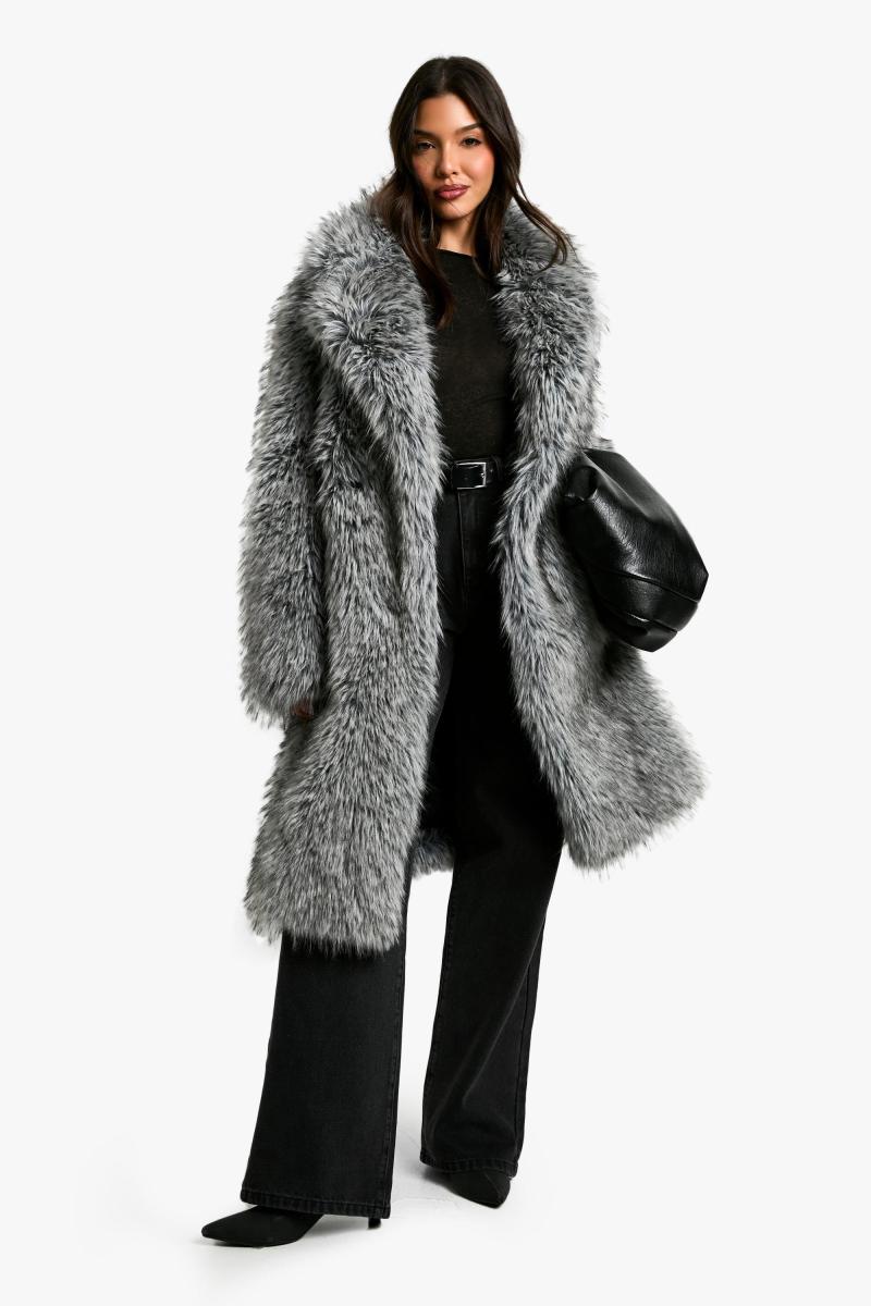 Пальто мідаксі преміум-класу з вінтажним наконечником зі штучного хутра