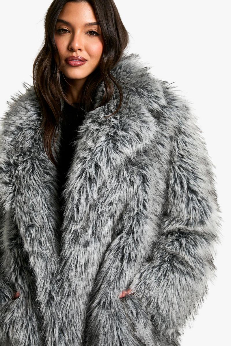 Пальто мідаксі преміум-класу з вінтажним наконечником зі штучного хутра