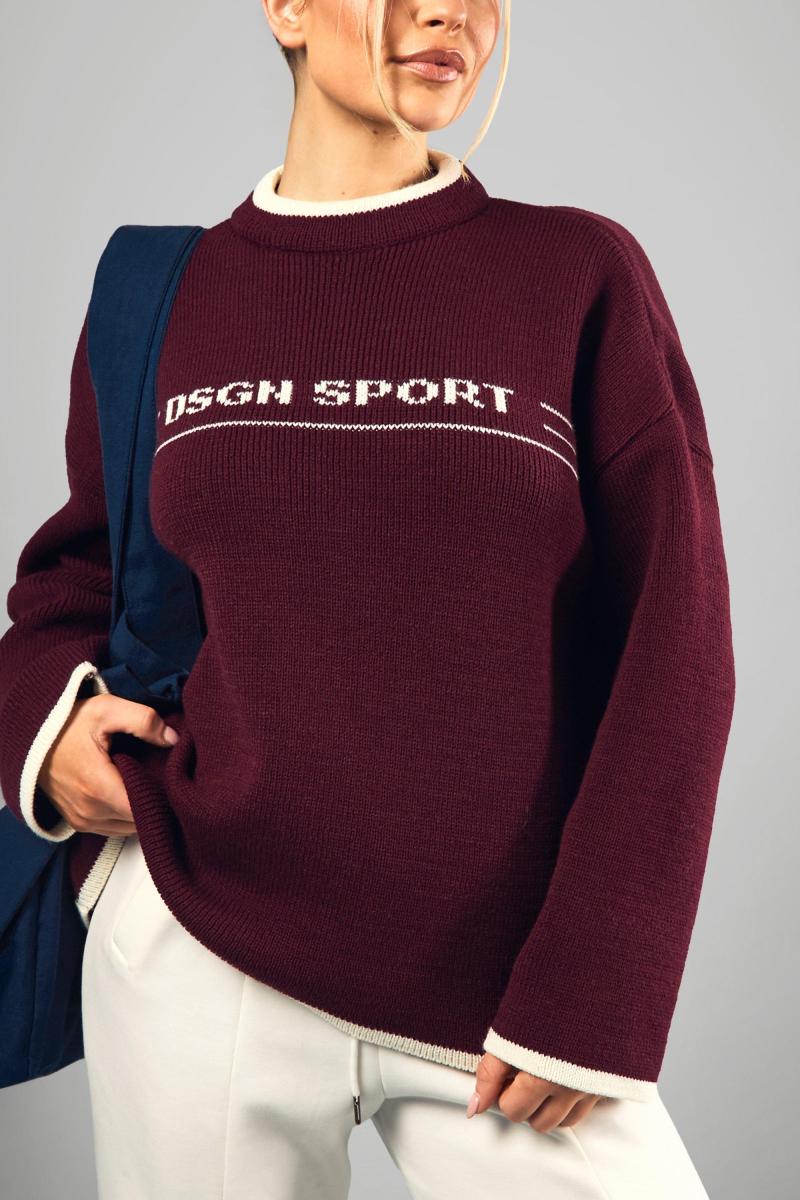 Трикотажний джемпер великого розміру з круглим вирізом DSGN Sport