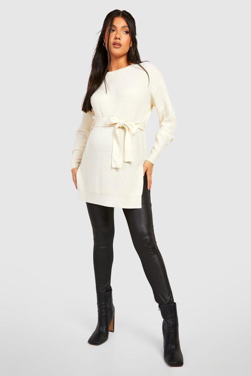Трикотажний джемпер із зав’язкою на талії для вагітних