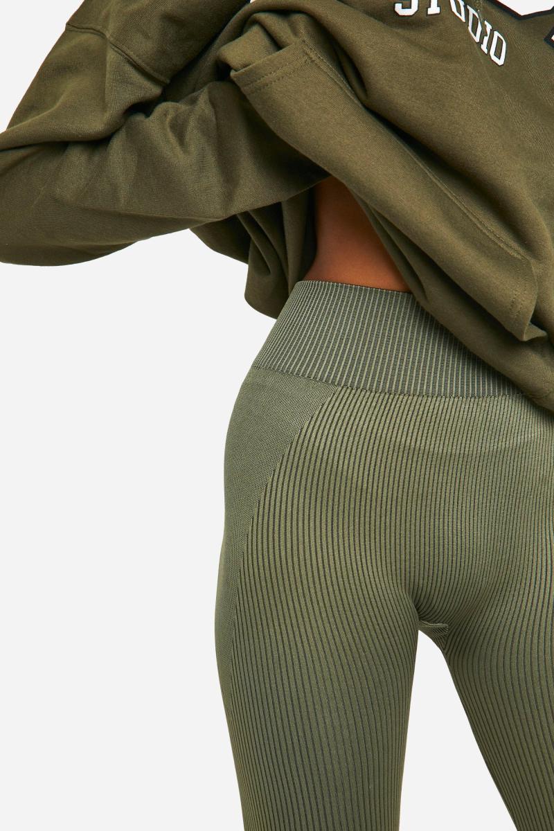 Контрастні безшовні реберні легінси