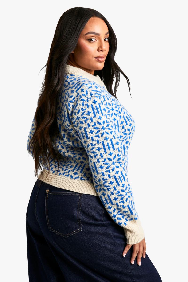 Плюс преміальний в'язаний кардиган із різдвяною ярмаркою