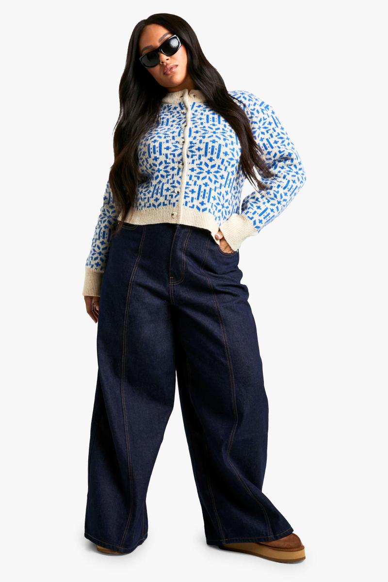 Плюс преміальний в'язаний кардиган із різдвяною ярмаркою