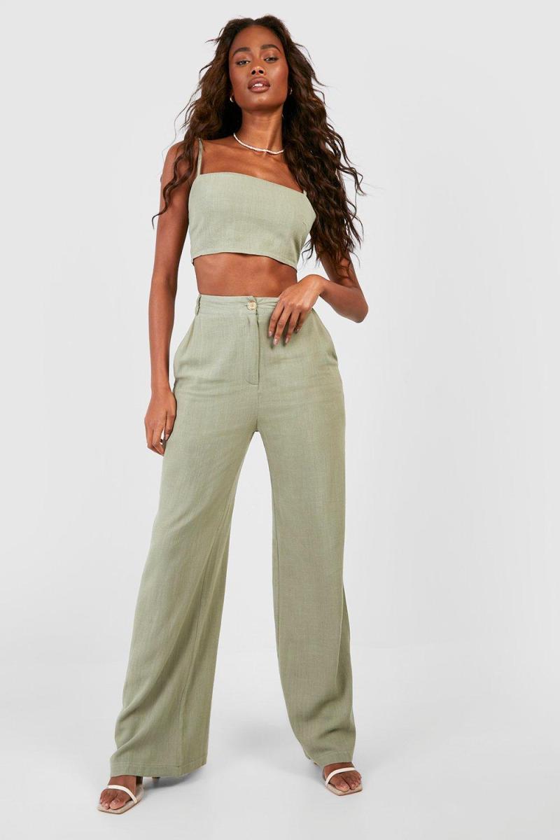 Білизняні змішані штани з прямими ногами