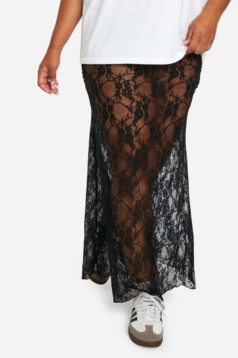 Плюс мереживна максі-спідниця-колонка