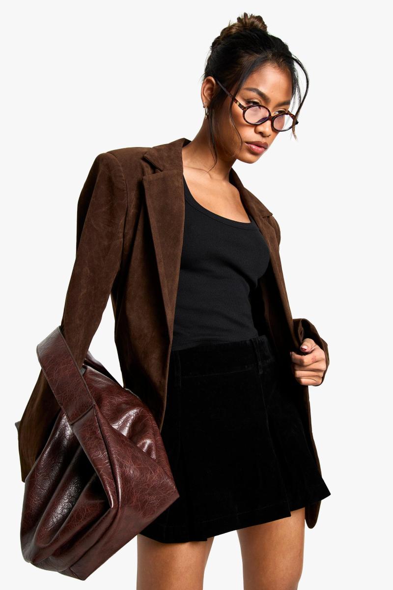 Штучна замша міні -плісирована спідниця