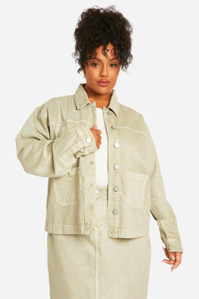 Плюс зелена джинсова куртка