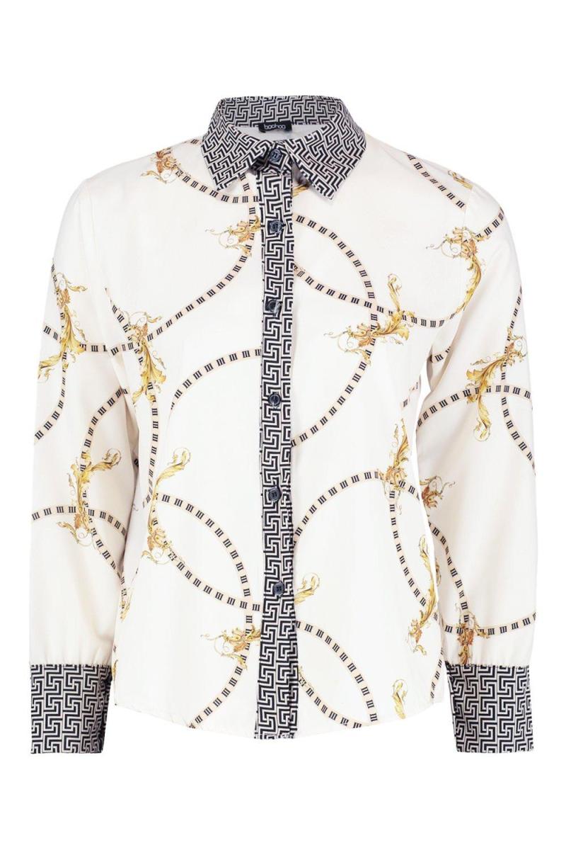 Біла сорочка з геоконтрастним ланцюжком