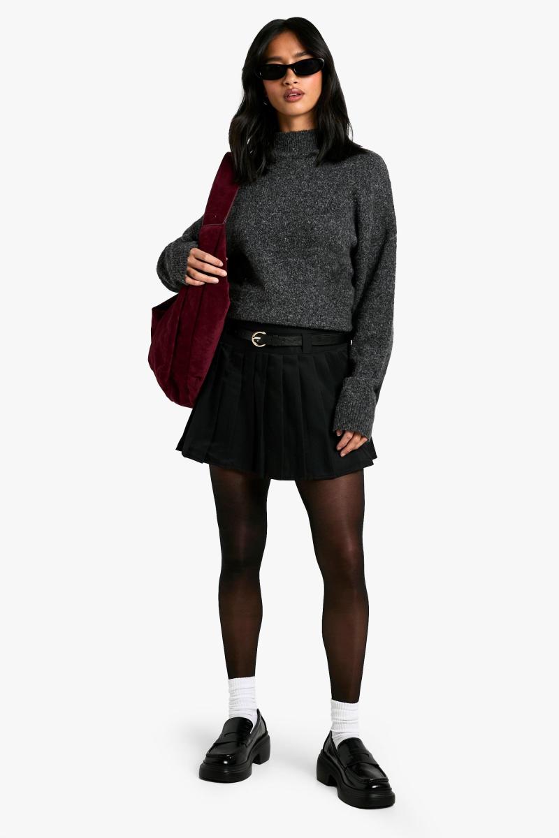 Плісирована міні-спідниця з мініатюрним поясом