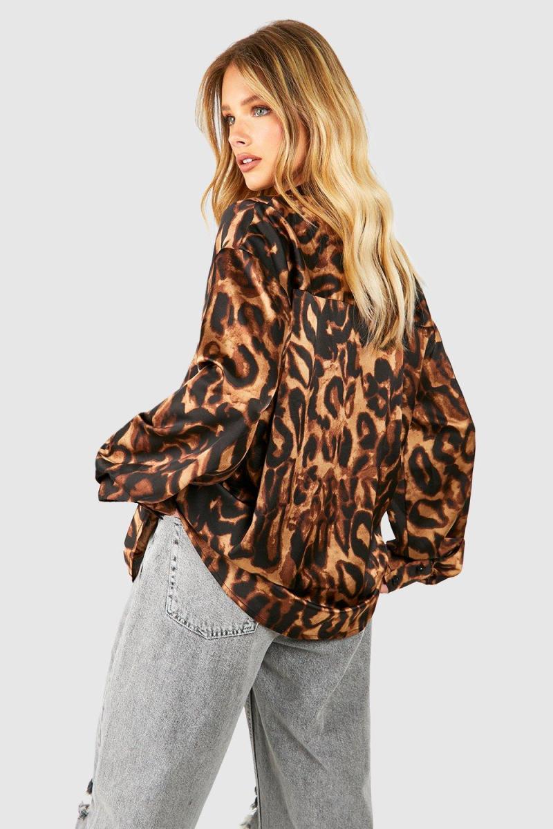 Атласна леопардова сорочка