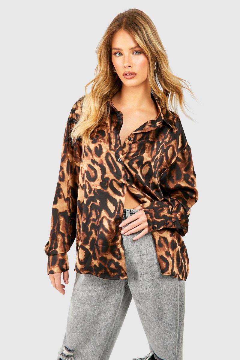 Атласна леопардова сорочка