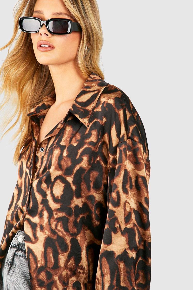 Атласна леопардова сорочка