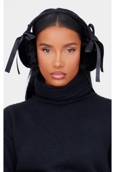 Чорні амбушюри зі штучного хутра