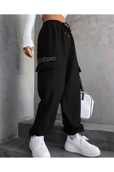 Чорні штани на флісі 