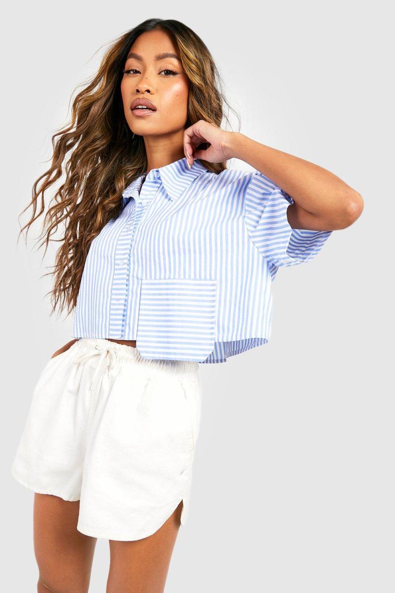 Укорочена кишенькова сорочка в смужку