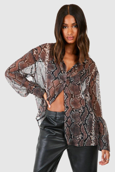 Шифонова сорочка зі змійковим принтом