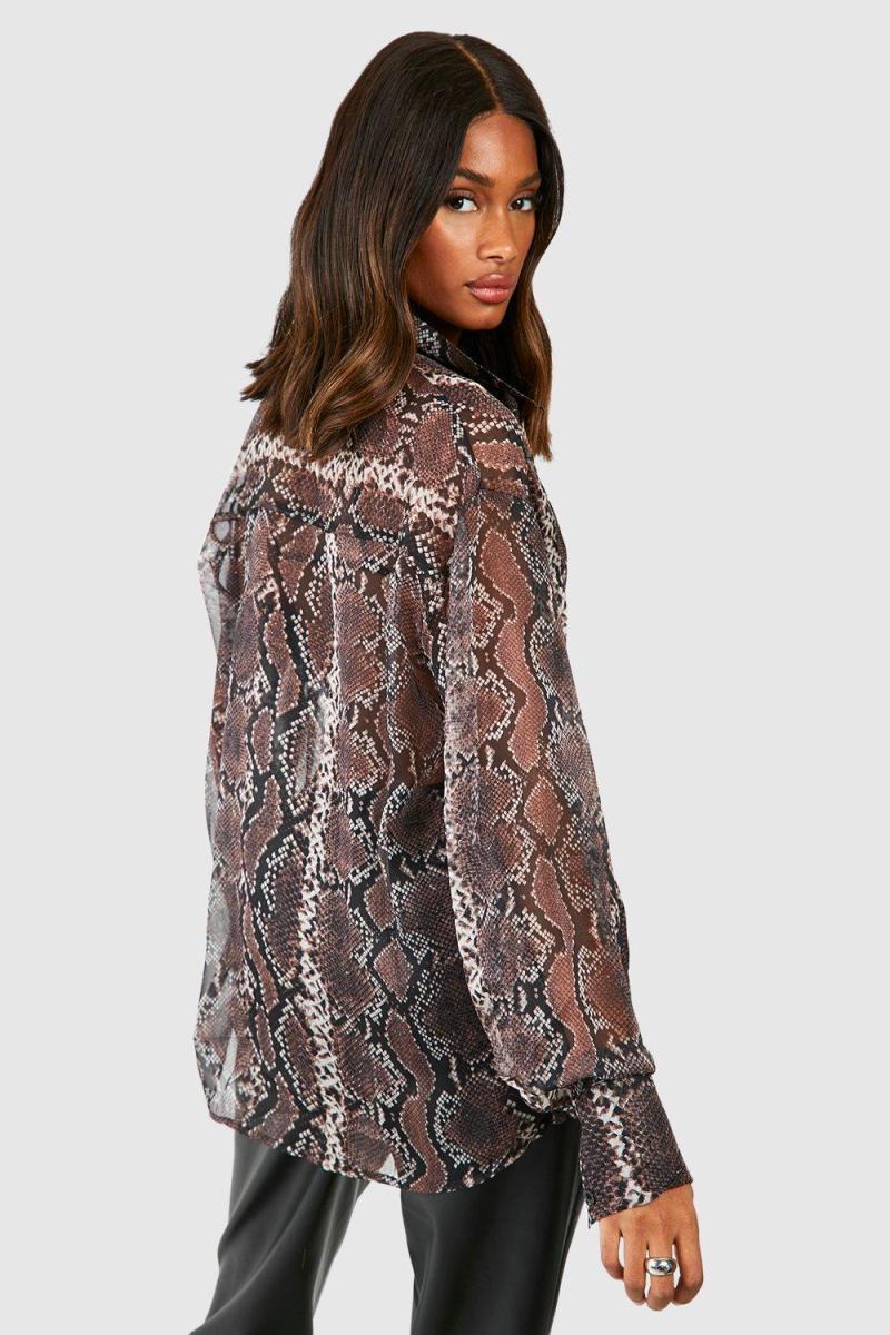 Шифонова сорочка зі змійковим принтом