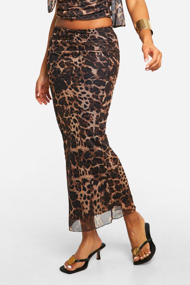 Леопардова сітчаста спідниця міді