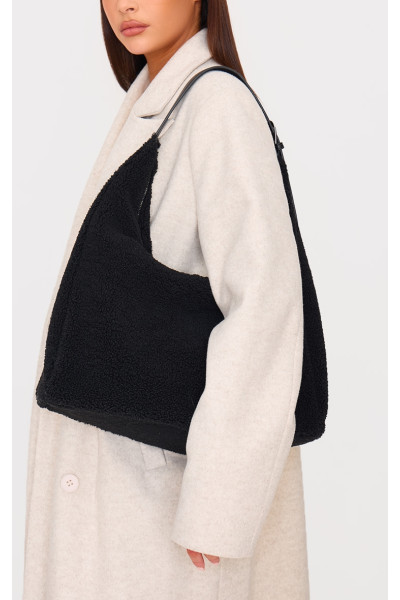 Чорна велика сумка Borg Slouchy