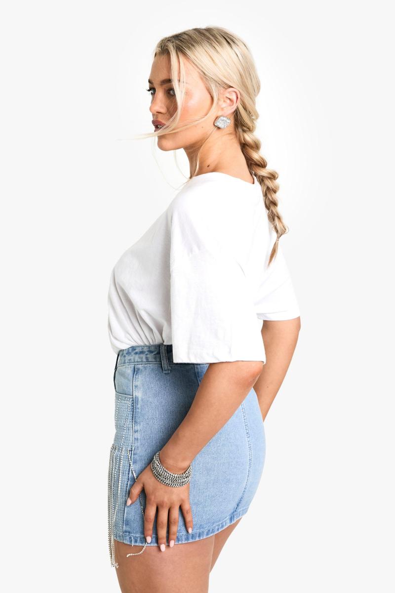 Джинсова спідниця Diamante з бахромою