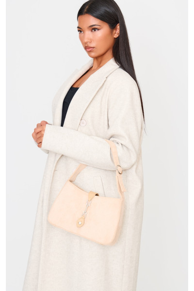 Сумка через плече із штучної замші кольору чорного кольору із застібкою