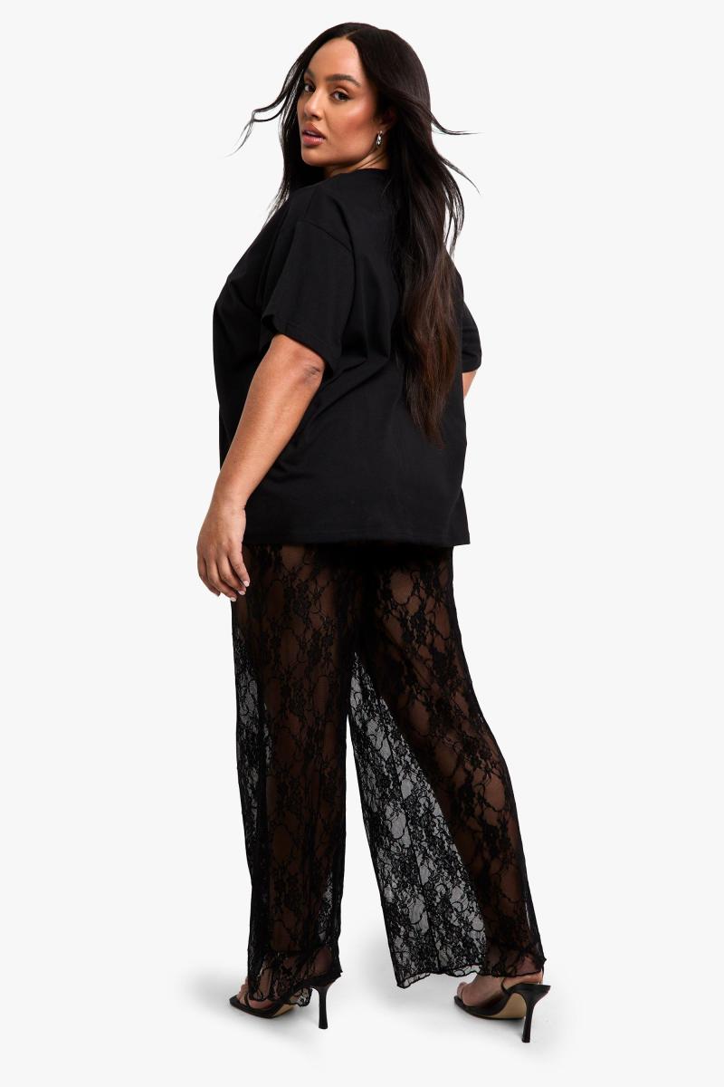 Плюс мереживні широкі брюки