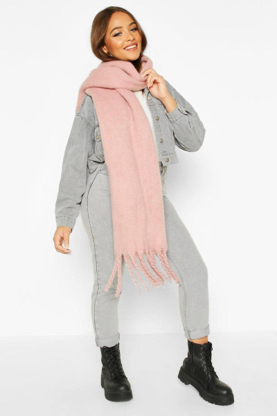 Масивний оверсайз шарф з бахромою