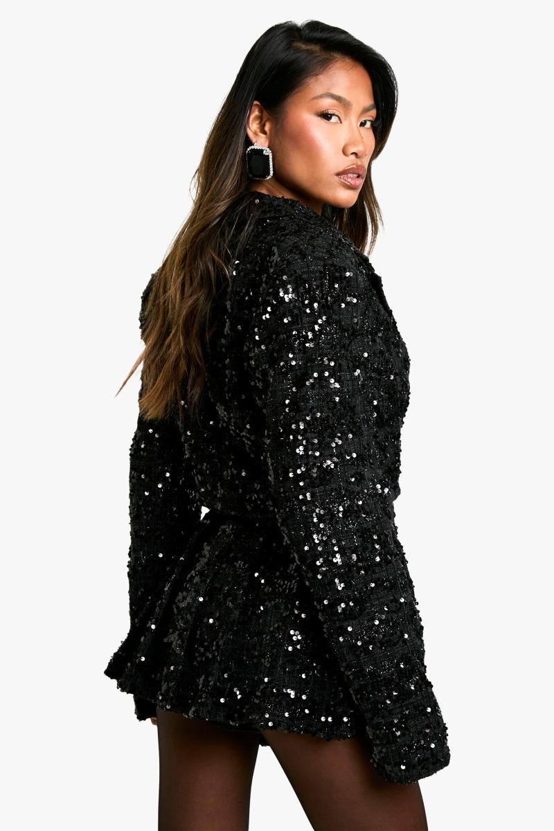 Плісирована міні-спідниця преміум-класу з паєтками з букле