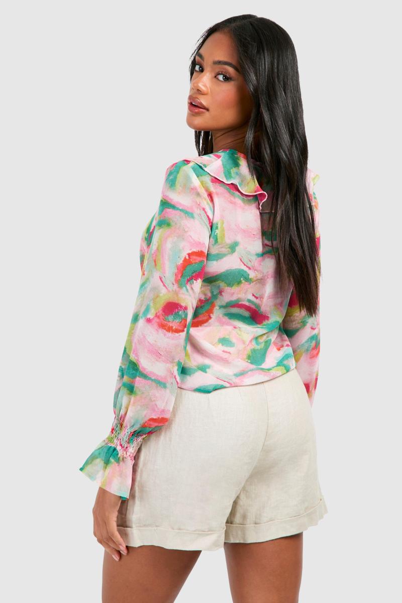 Шифонова блуза з воланами