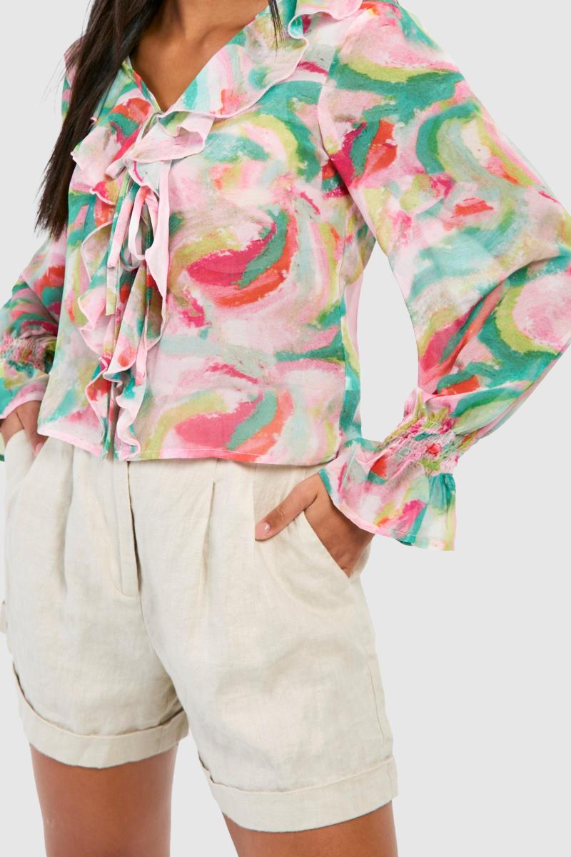 Шифонова блуза з воланами