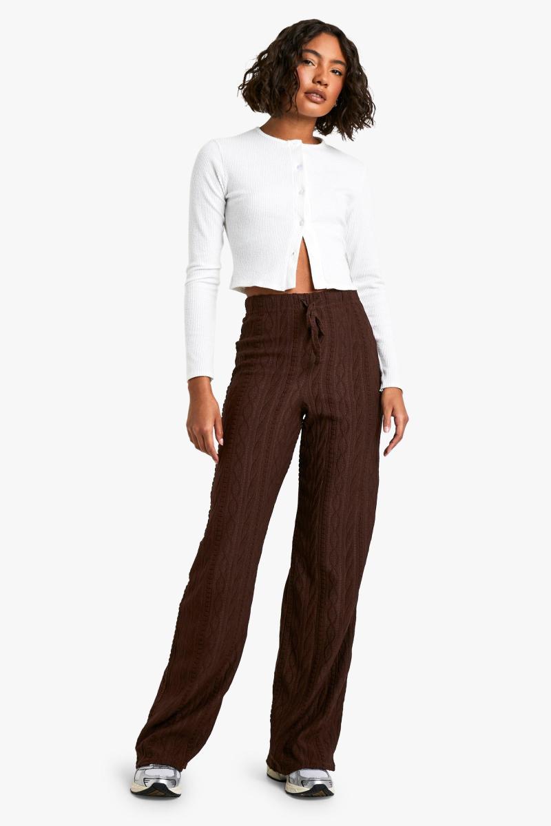 Високі трикотажні широкі брюки