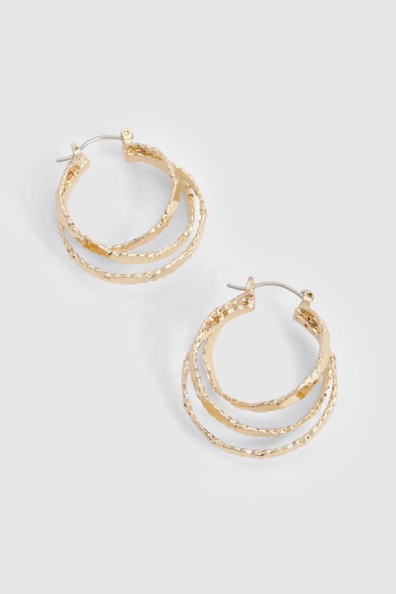 Текстуровані потрійні сережки-кільця