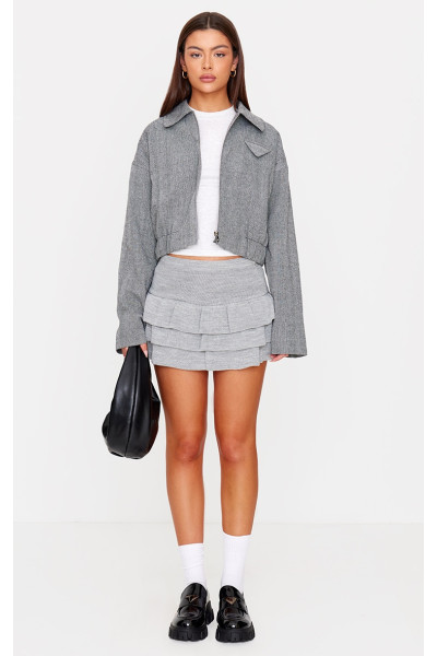 Сіра фактурна трикотажна міні-спідниця Rara