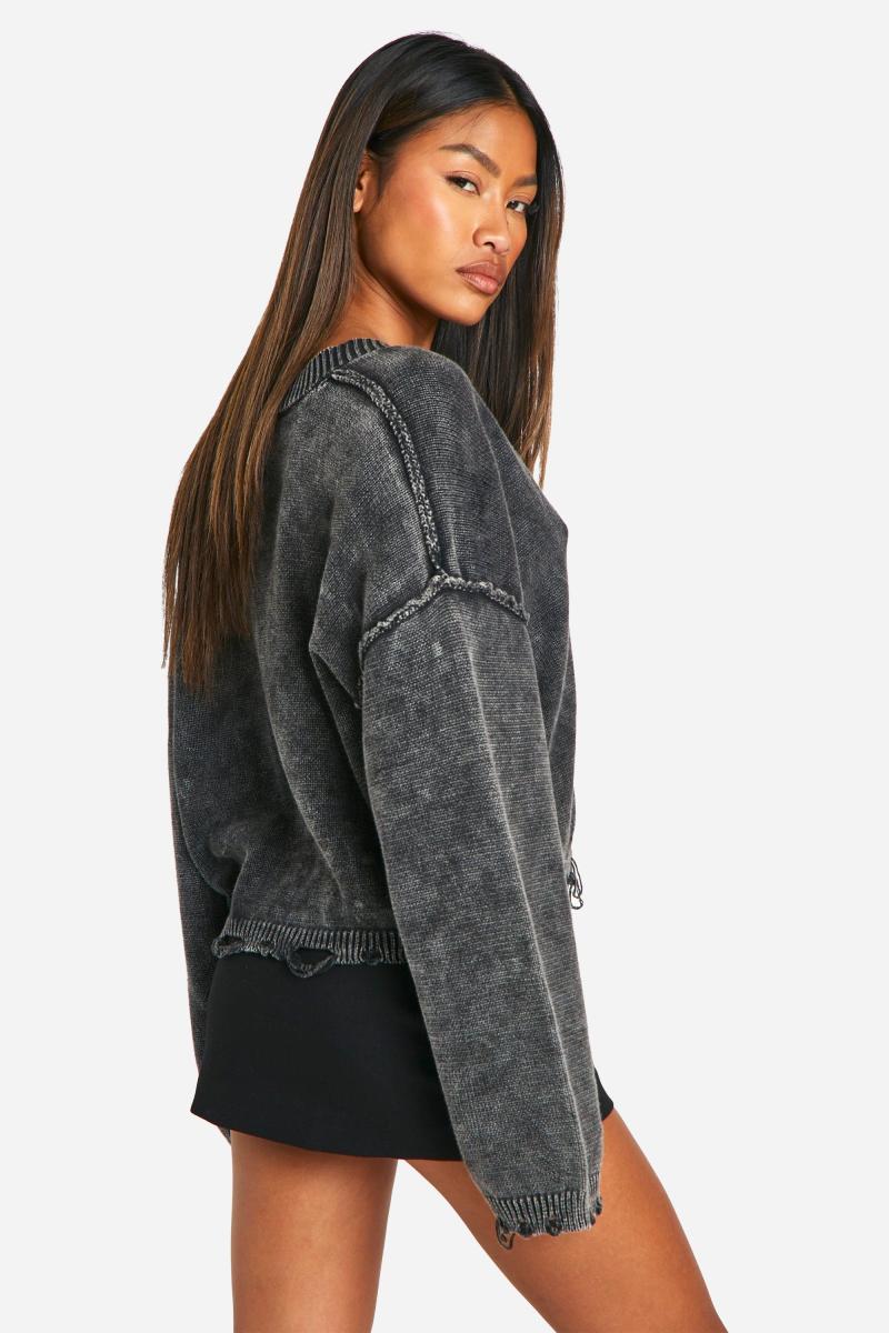 Укорочений кардиган Acid Wash зі зморщеним подолом