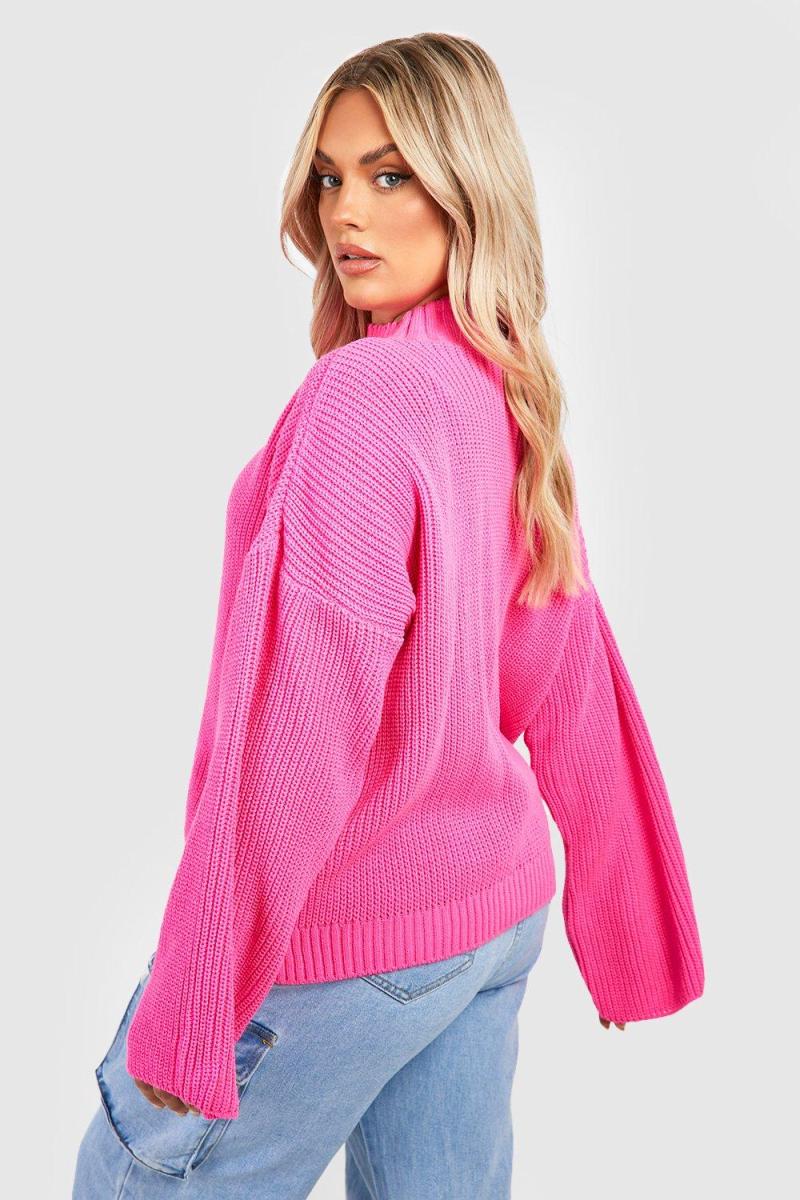 Плюс трикотажний джемпер з воронкою