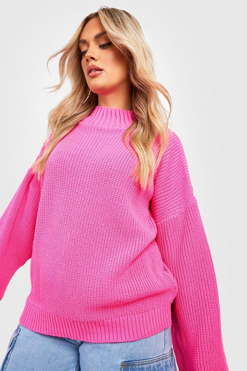 Плюс трикотажний джемпер з воронкою