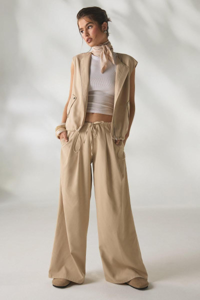 Штани з тклею з таленою талії