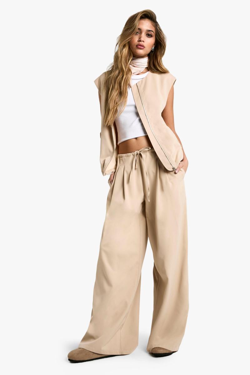 Штани з тклею з таленою талії