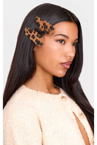 Заколки для волосся Leopard Faux Suede 2 Pack